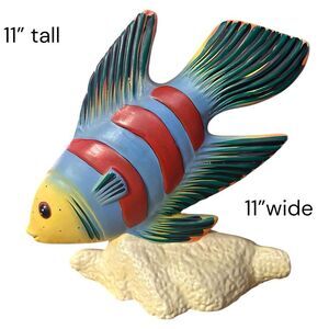 Tonala Mexican folk art pottery fish sculpture signed by the artist "Vicman"
'